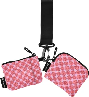Pink Dot Pattern Wristlet Keychain Wallets for Women Portable Small Coin Purse