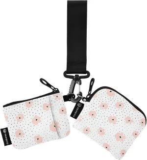 Pink Flower Dots Pattern Wristlet Keychain Wallets for Women Portable Small Coin Purse