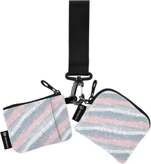 Pink Light Blue Stripes Wristlet Keychain Wallets for Women Portable Small Coin Purse