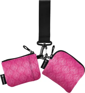 Pink Ornamental Floral Wristlet Keychain Wallets for Women Portable Small Coin Purse