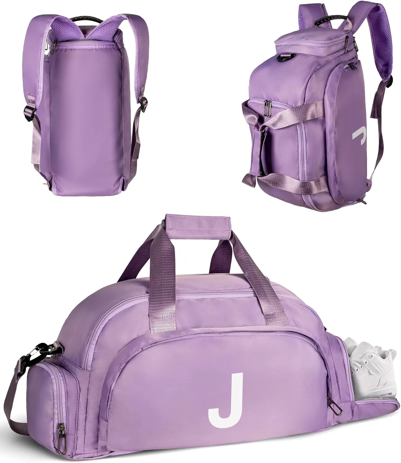 Preppy Stuff-Travel Essentials-Gifts for Girls 16-18, Initial Gym Bags with Shoe Compartment, Personalized Girl Duffel Bag, Monogram Kid Overnight Bags, Teen Weekend Bag (Letter J)