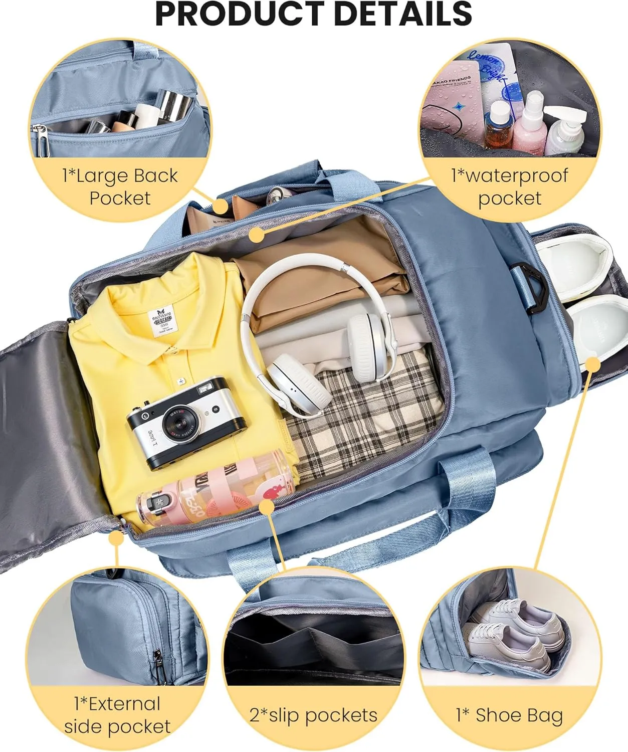 Preteen Gifts, Initial Gym Bags with Shoe Compartment, Personalized Girl Duffel Bag, Monogram Kid Overnight Bags, Teen Weekend Bag Graduation Gift for Daughter (Letter A)