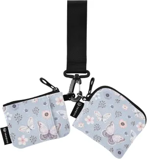 Purple Elegant Butterfly Flower Wristlet Keychain Wallets for Women Portable Small Coin Purse