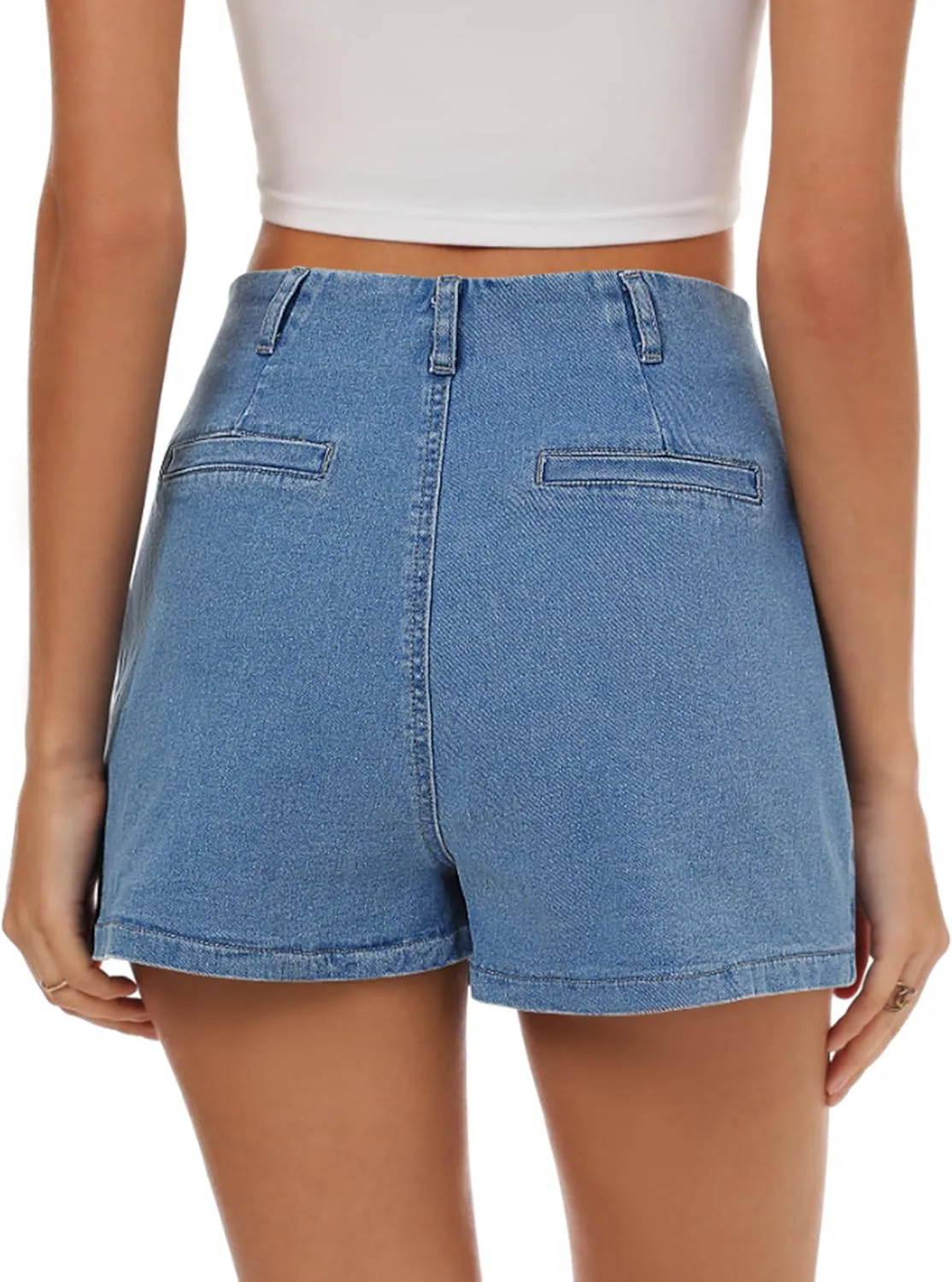 Qazel Vorrlon Women's Denim Skort Skirt High Waist Stretchy Mini Skirts with Pockets 2025 Trendy Casual Jean Skorts for Women