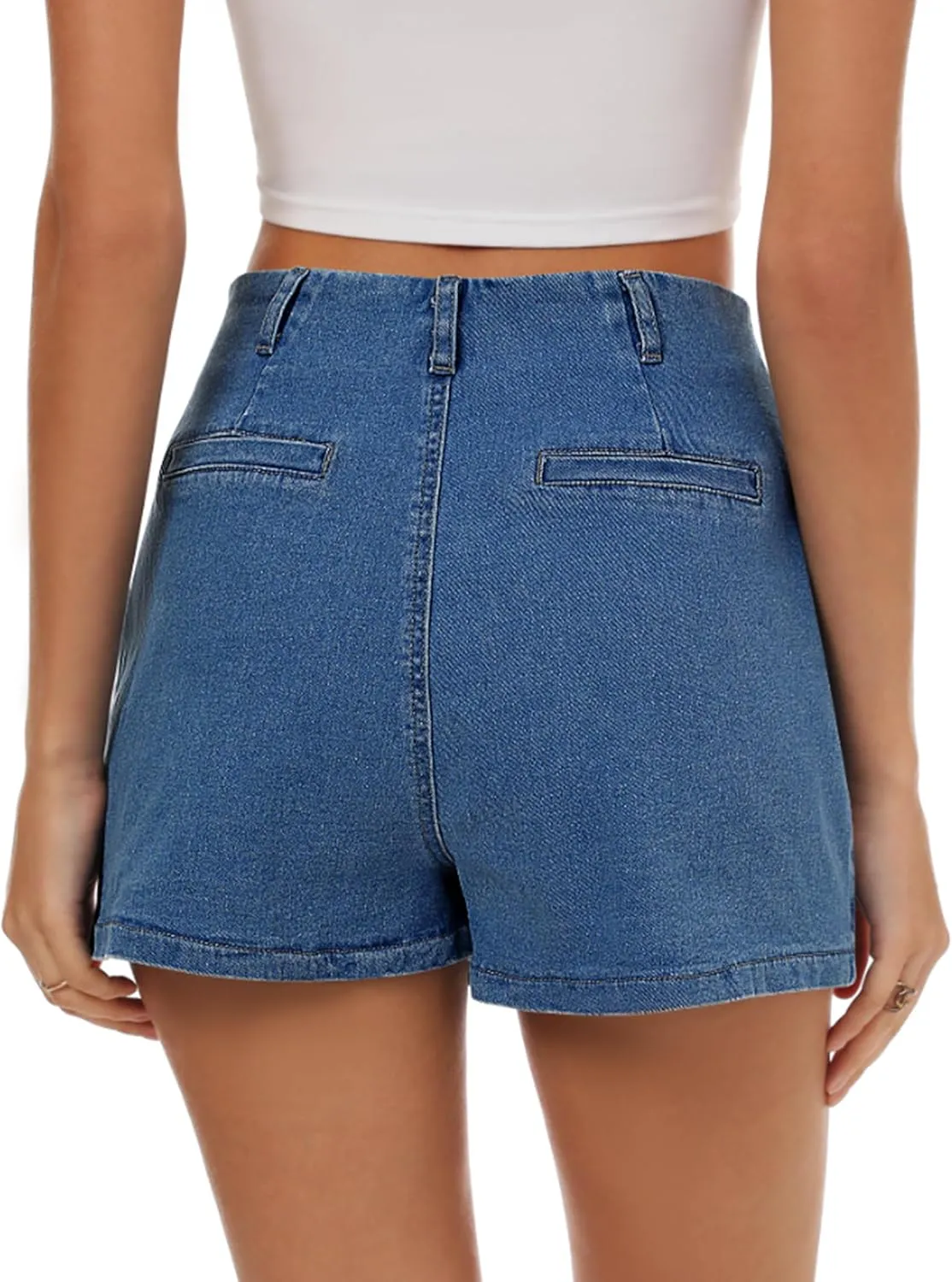 Qazel Vorrlon Women's Denim Skort Skirt High Waist Stretchy Mini Skirts with Pockets 2025 Trendy Casual Jean Skorts for Women