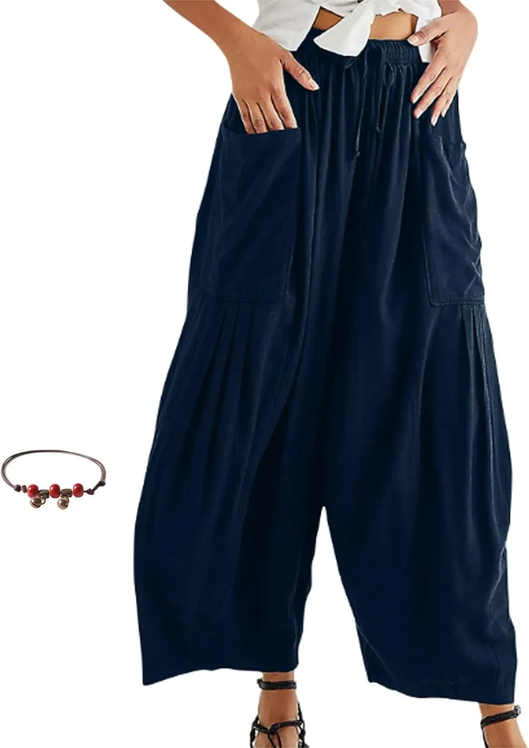 Quinn Plus Size Pants, Quinn Pants for Women Linen Pants with Pockets Summer Harem Pants Boho Beach Pants