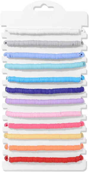 Raicegs 12PCS Heishi Friendship Bracelets for Teen Pack Surfer Bracelets Anklets Colorful Clay Beaded Bracelets for Women Man Boho Stack Beach Summer Jewelry