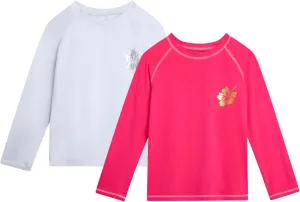 Real Love Girls' Rash Guard Shirts - 2 Piece Quick Dry Crew Neck Long Sleeve Swimming Shirts for Girls (Sizes: 2T-16)