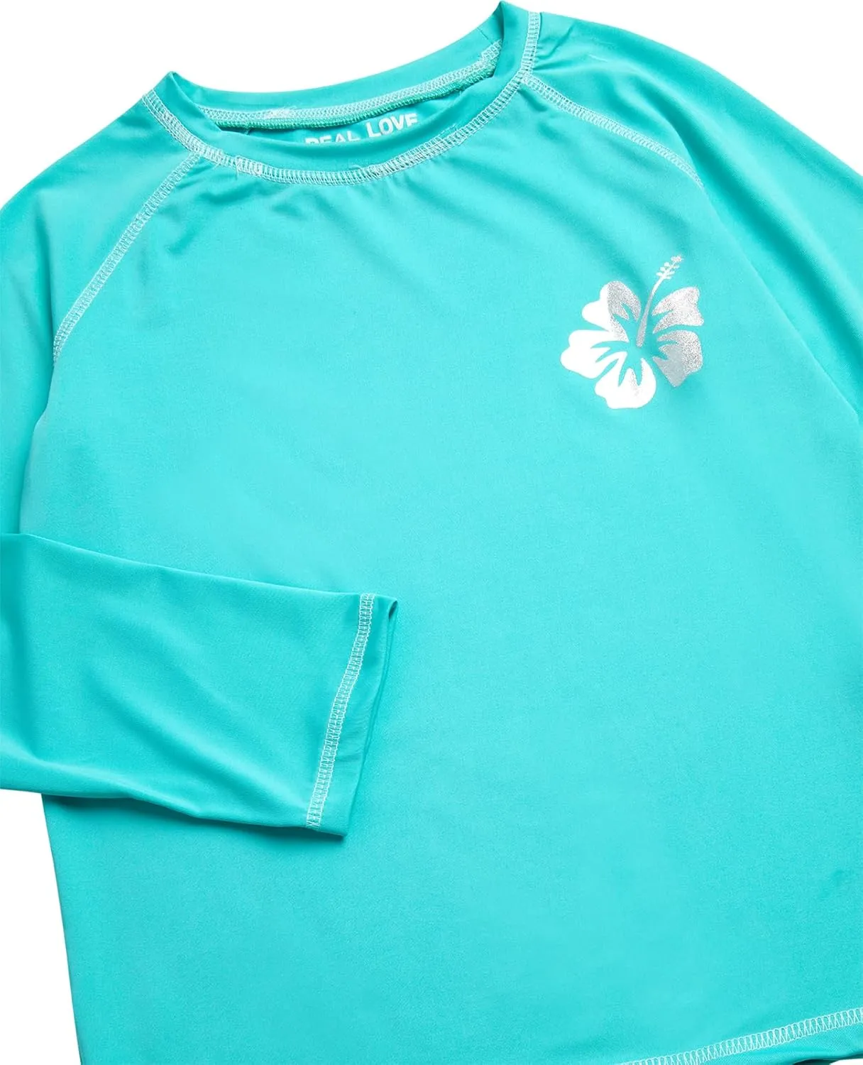 Real Love Girls' Rash Guard Shirts - 2 Piece Quick Dry Crew Neck Long Sleeve Swimming Shirts for Girls (Sizes: 2T-16)