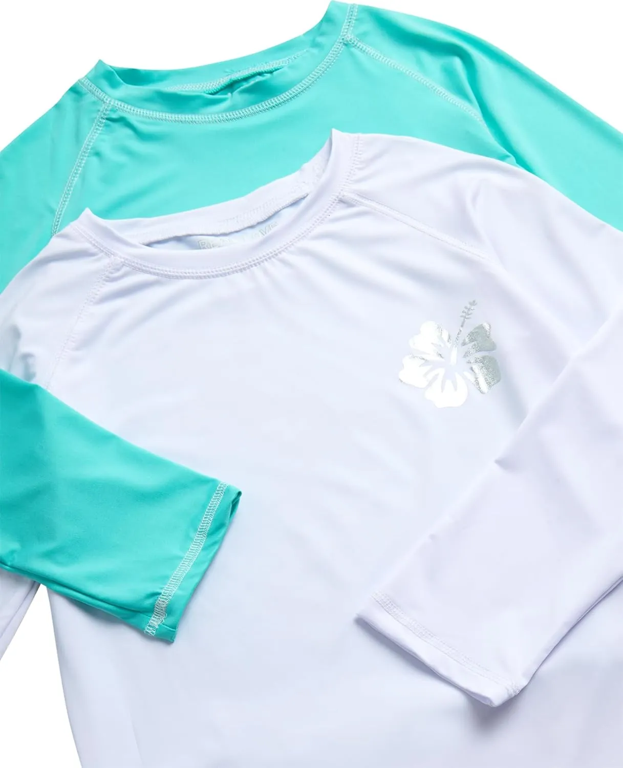 Real Love Girls' Rash Guard Shirts - 2 Piece Quick Dry Crew Neck Long Sleeve Swimming Shirts for Girls (Sizes: 2T-16)
