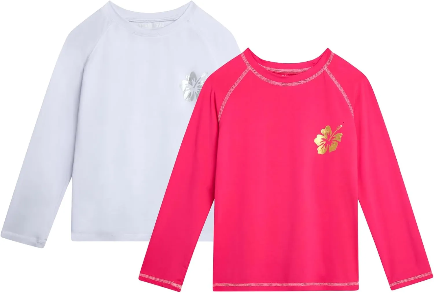 Real Love Girls' Rash Guard Shirts - 2 Piece Quick Dry Crew Neck Long Sleeve Swimming Shirts for Girls (Sizes: 2T-16)