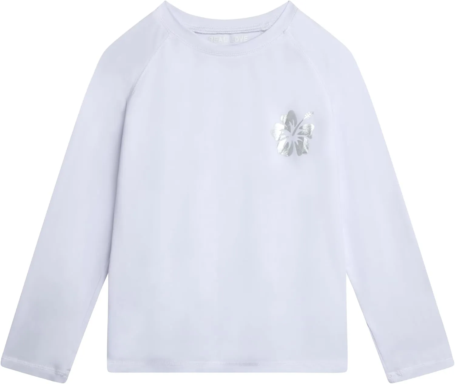 Real Love Girls' Rash Guard Shirts - 2 Piece Quick Dry Crew Neck Long Sleeve Swimming Shirts for Girls (Sizes: 2T-16)