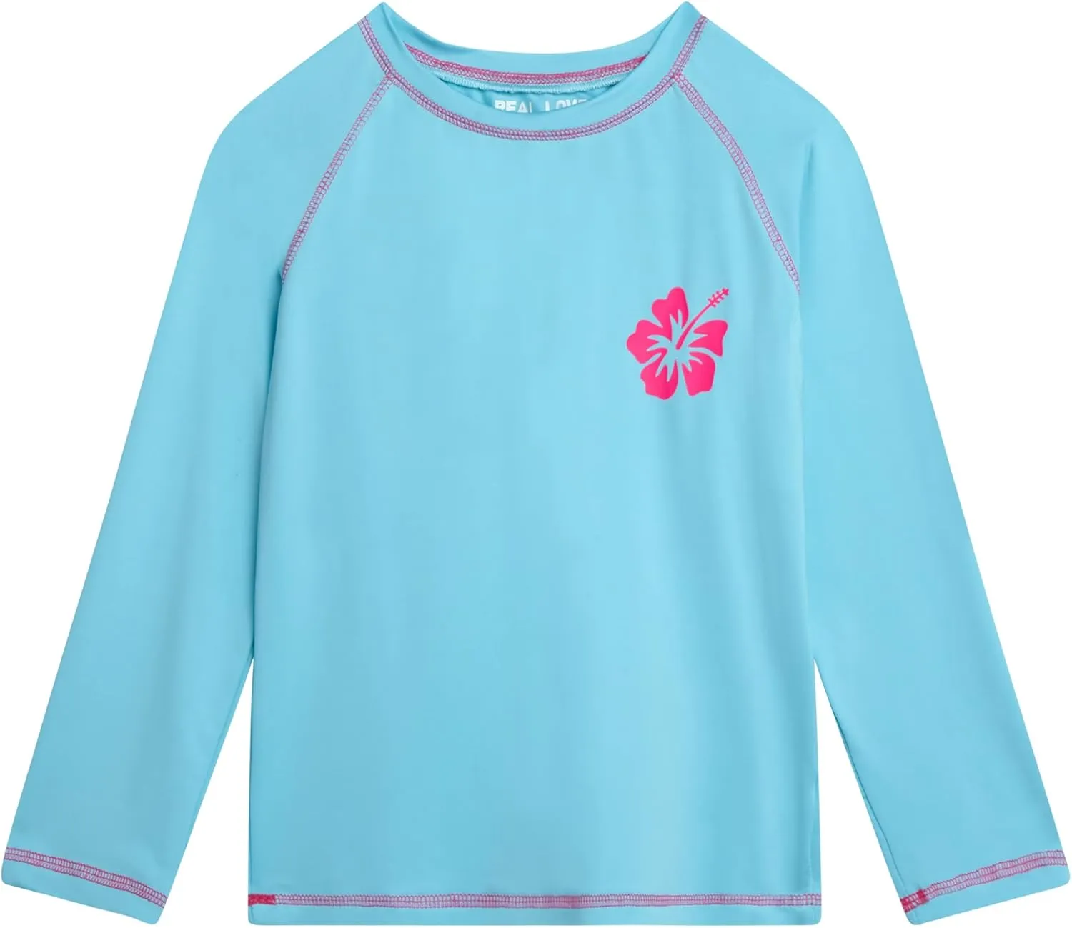 Real Love Girls' Rash Guard Shirts - 2 Piece Quick Dry Crew Neck Long Sleeve Swimming Shirts for Girls (Sizes: 2T-16)