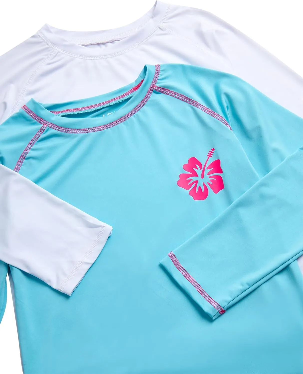 Real Love Girls' Rash Guard Shirts - 2 Piece Quick Dry Crew Neck Long Sleeve Swimming Shirts for Girls (Sizes: 2T-16)
