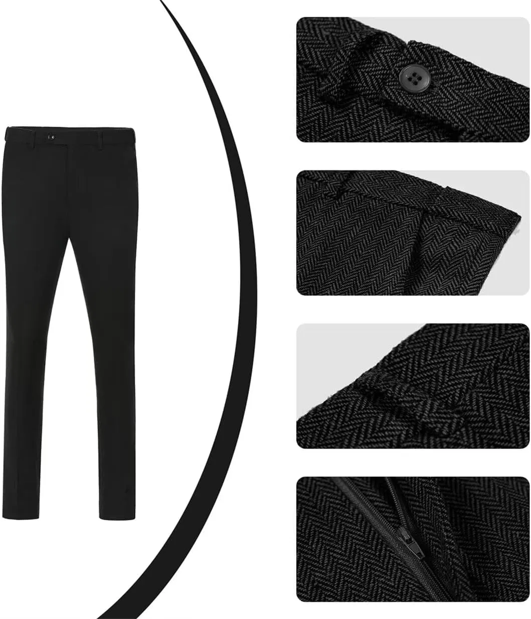 Retro Mens 3 Piece Suit Tweed Herringbone Slim Fit Suits Groomsmen Brown Tuxedos Set Prom Jacket Blazer Vest Pants for Men