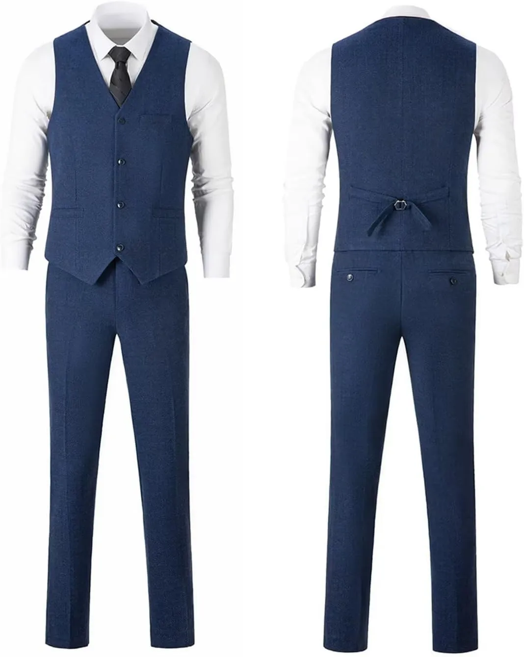 Retro Mens 3 Piece Suit Tweed Herringbone Slim Fit Suits Groomsmen Brown Tuxedos Set Prom Jacket Blazer Vest Pants for Men