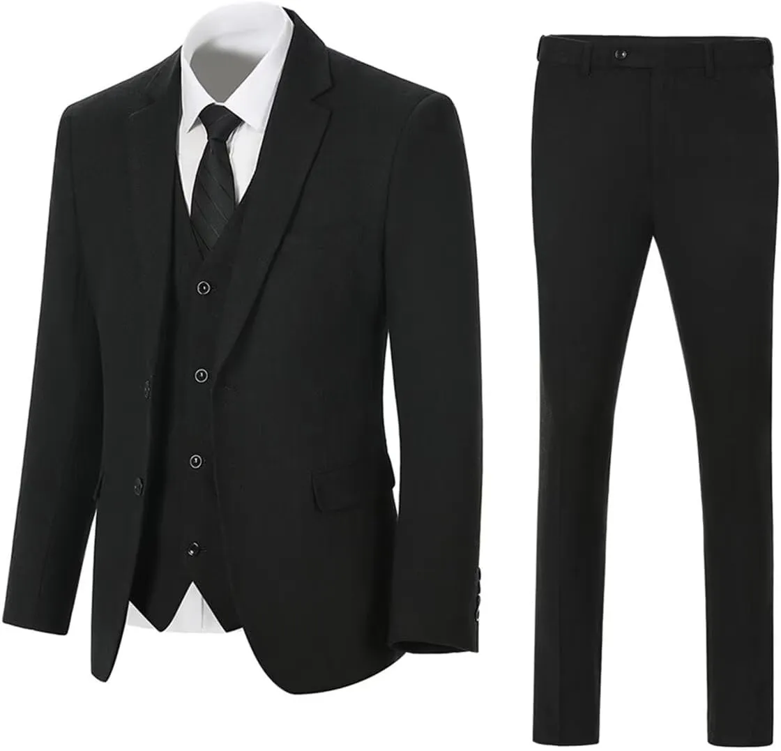Retro Mens 3 Piece Suit Tweed Herringbone Slim Fit Suits Groomsmen Brown Tuxedos Set Prom Jacket Blazer Vest Pants for Men