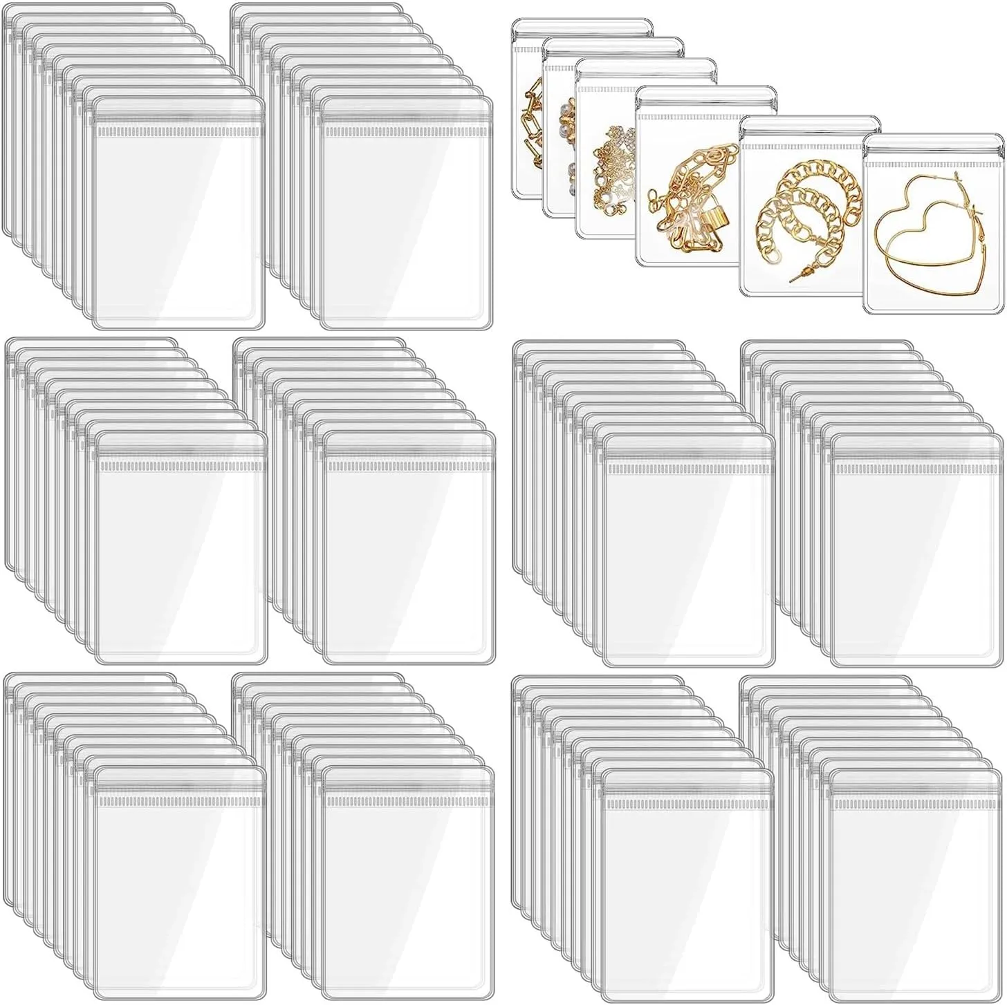 RHBLME 100PCS Clear Anti Tarnish Jewelry Bags, 3 Inch x 4 Inch Self Seal Jewelry PVC Bags, Clear Zipper Bags Jewelry Storage Bags Jewelry Organizer Bag for Packaging Jewelry Rings Earrings