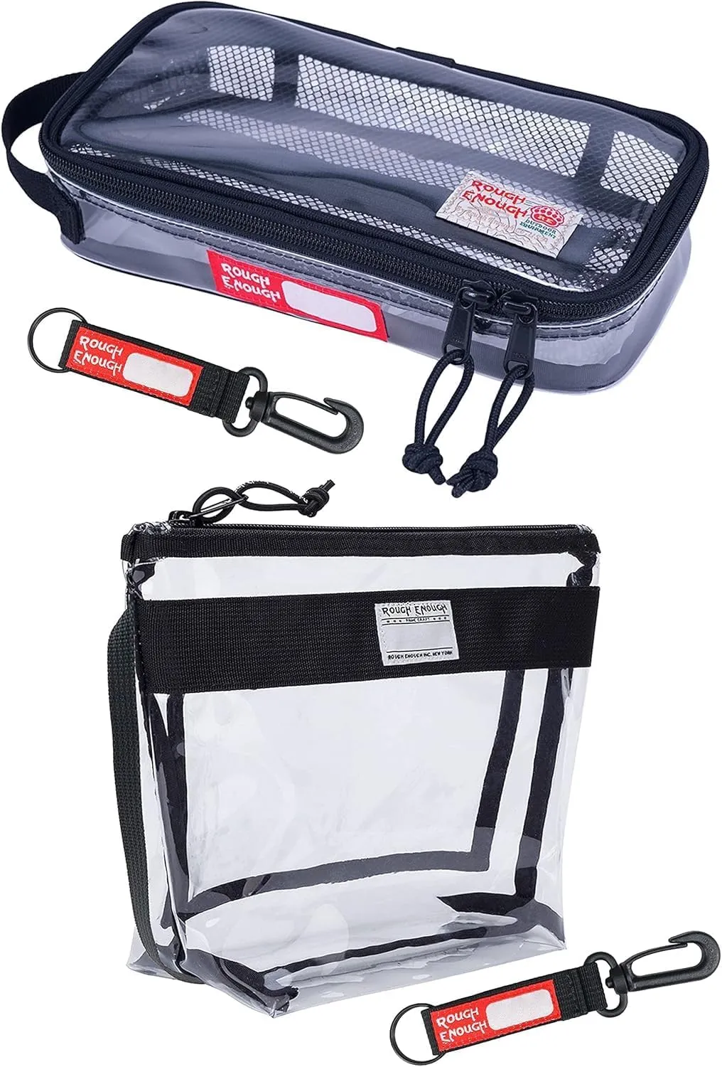 Rough Enough Clear Toiletry Bag TSA Approved Clear Makeup Bag Pouch Bundle Set
