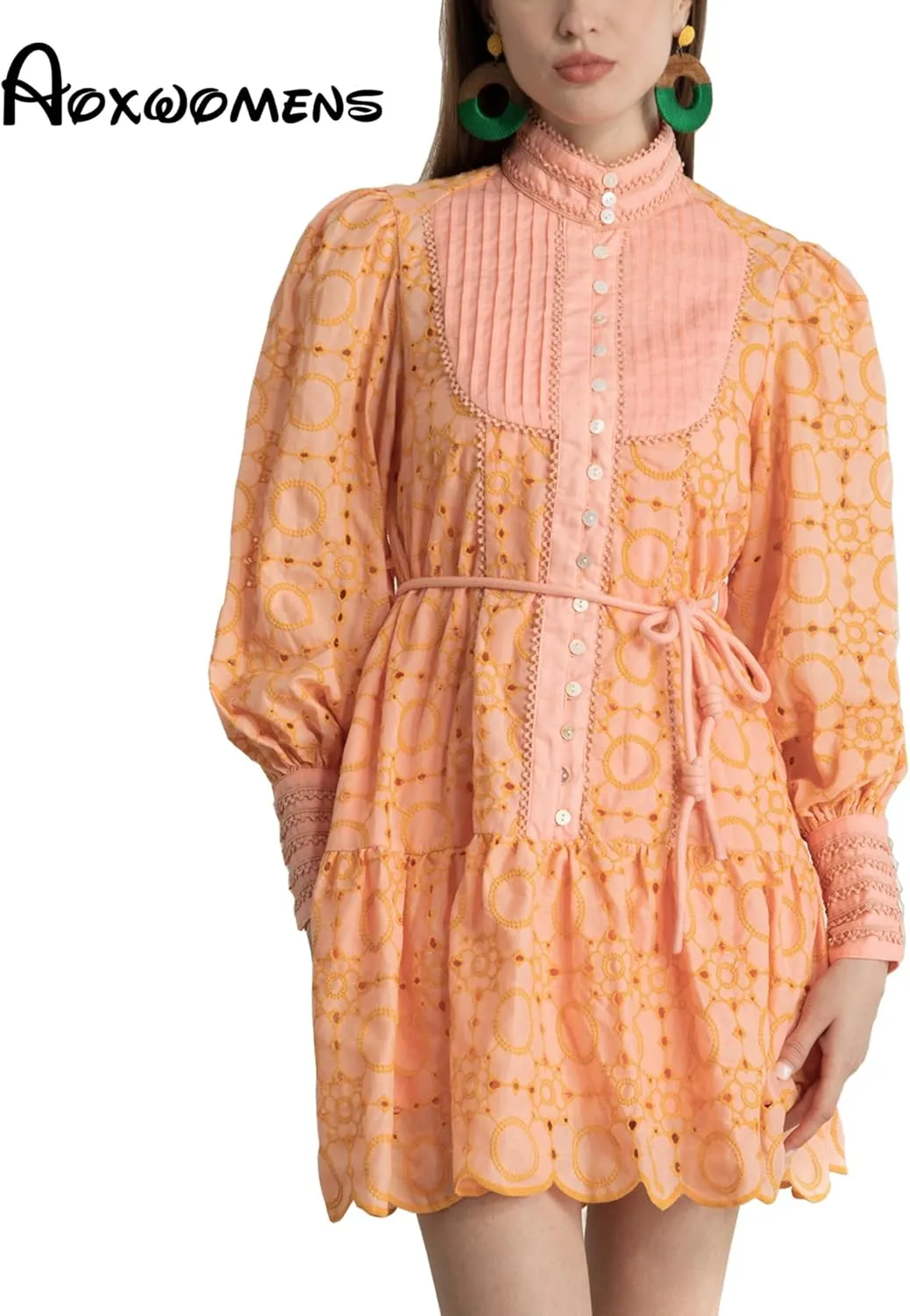 Ruffle Sleeve Tunic Midi Dress Flowy Shift Sundress Sweet Babydoll Button Down Swing Skirt