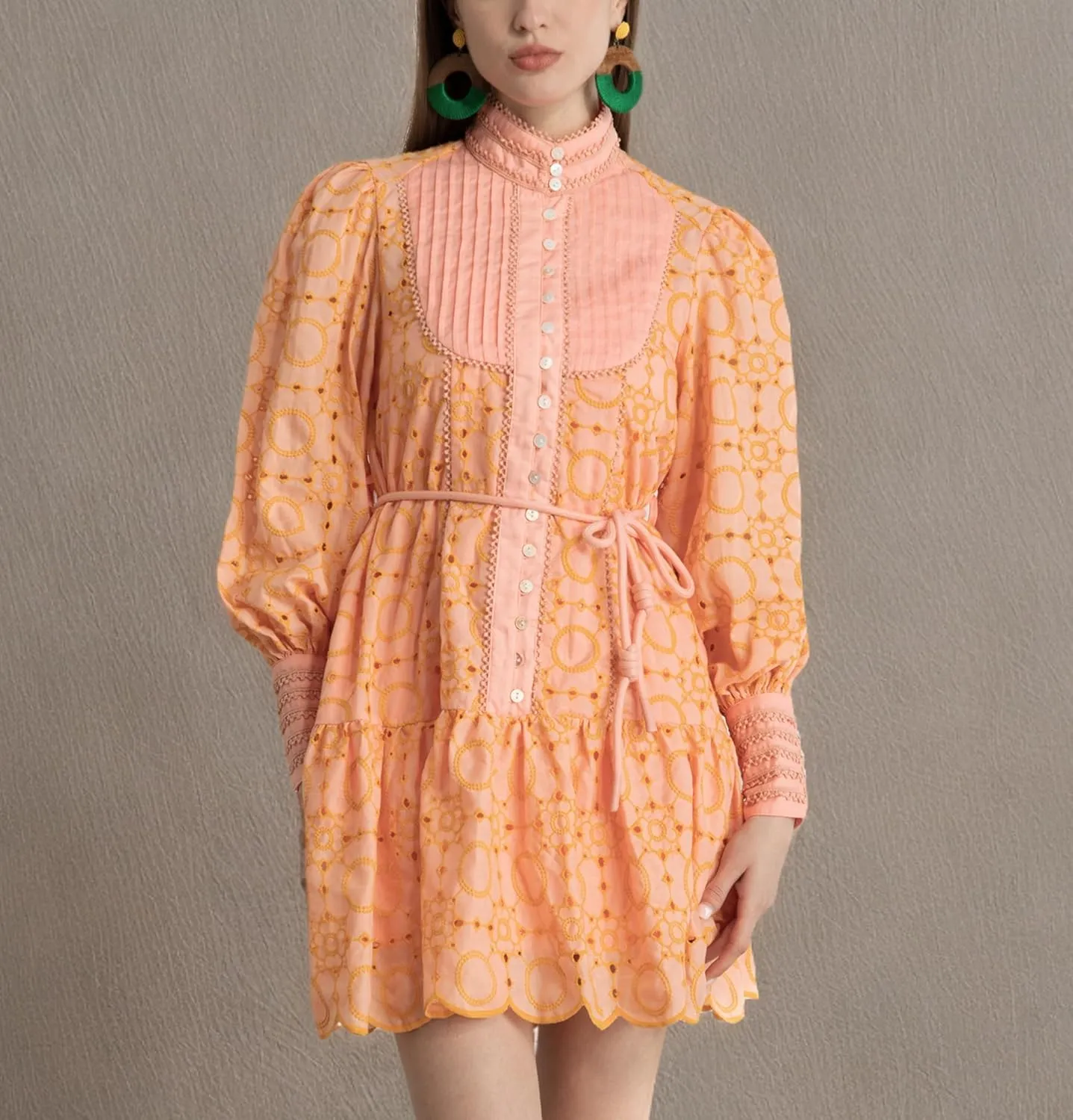 Ruffle Sleeve Tunic Midi Dress Flowy Shift Sundress Sweet Babydoll Button Down Swing Skirt