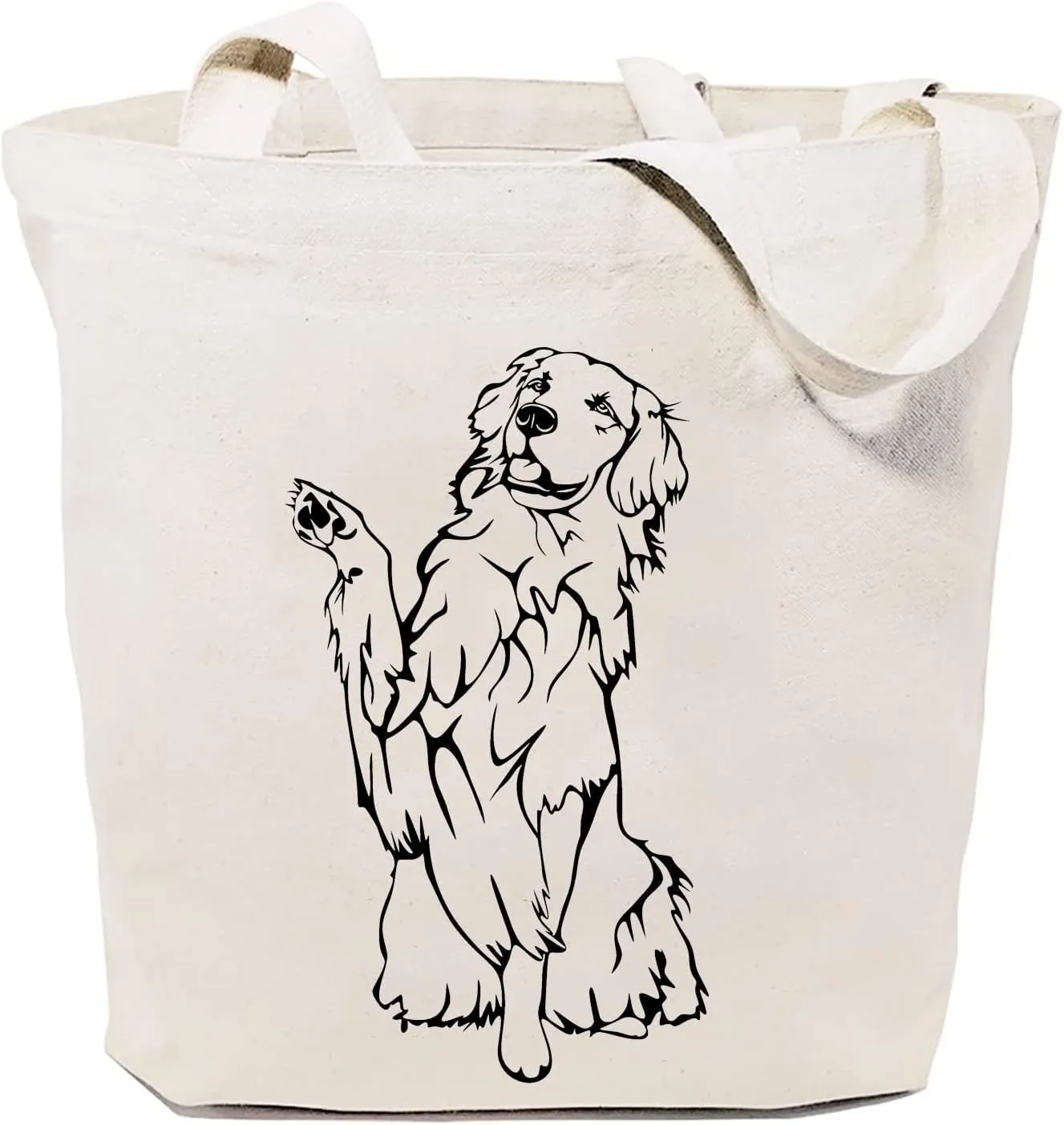 SAUIVD Golden Retriever Graphic Canvas Tote Bag Eco Friendly Shoulder Bag Dog Lover Handbag Shopping Bag