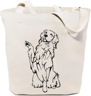 SAUIVD Golden Retriever Graphic Canvas Tote Bag Eco Friendly Shoulder Bag Dog Lover Handbag Shopping Bag