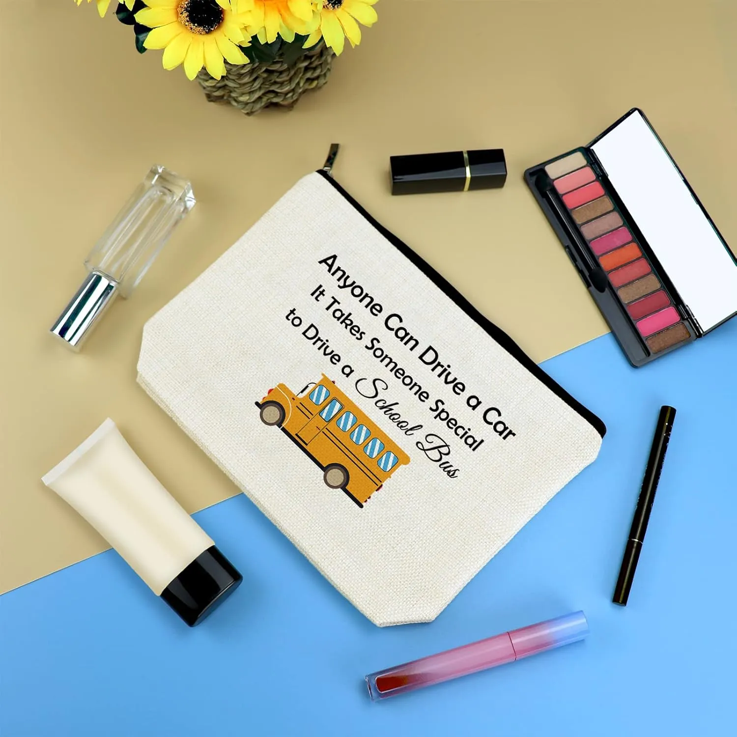 School Bus Driver Gifts Thank You Appreciation Gifts for Bus Driver Makeup Bag End Of Term School Christmas Thanksgiving Retirement Birthday Present Cosmetic Pouch Travel Zipper Toiletries Bag