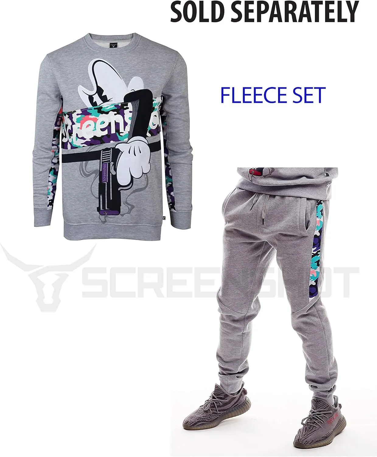 SCREENSHOT Mens Premium Hip Hop Fashion Pockets Fleece Pants