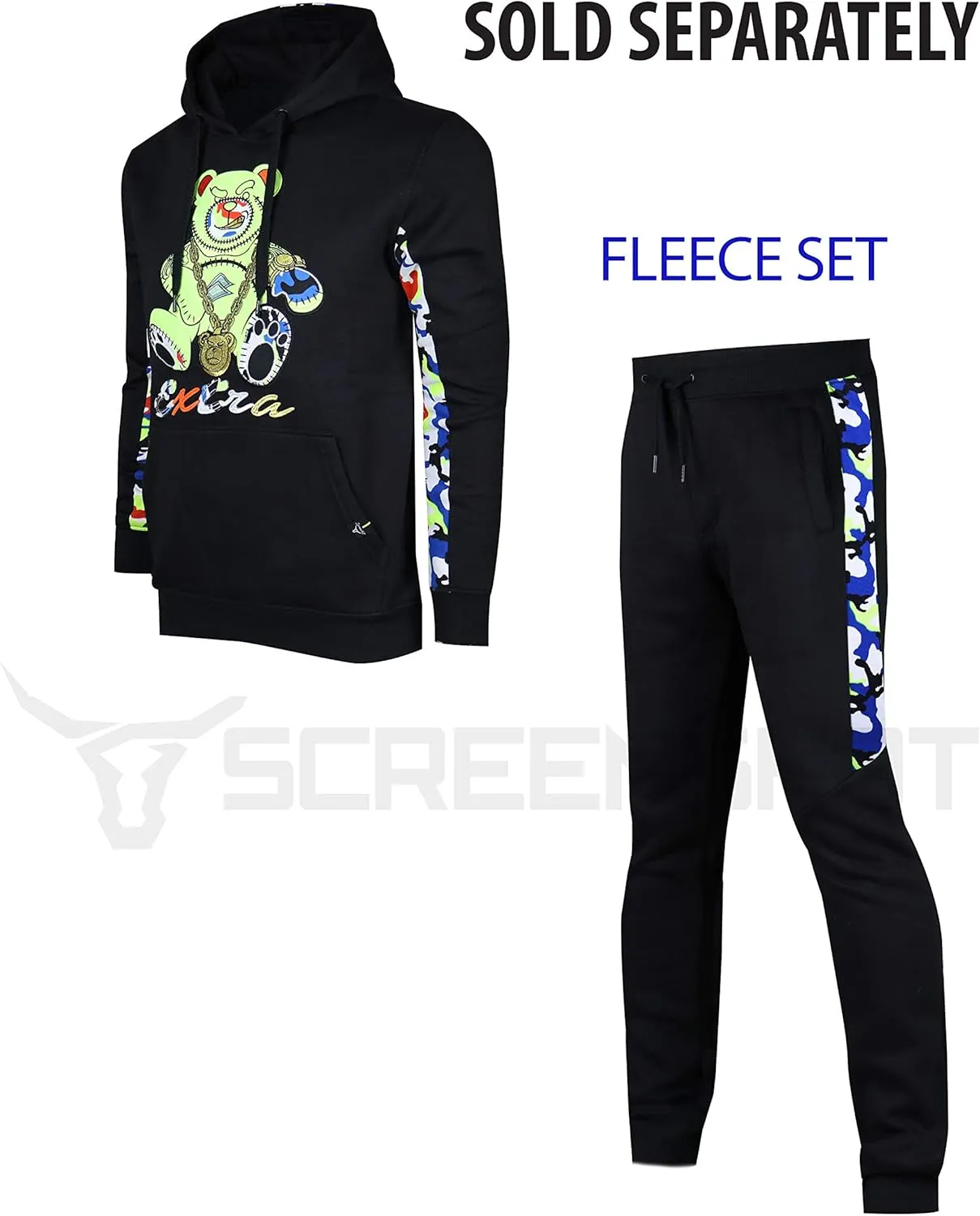 SCREENSHOT Mens Premium Hip Hop Fashion Pockets Fleece Pants