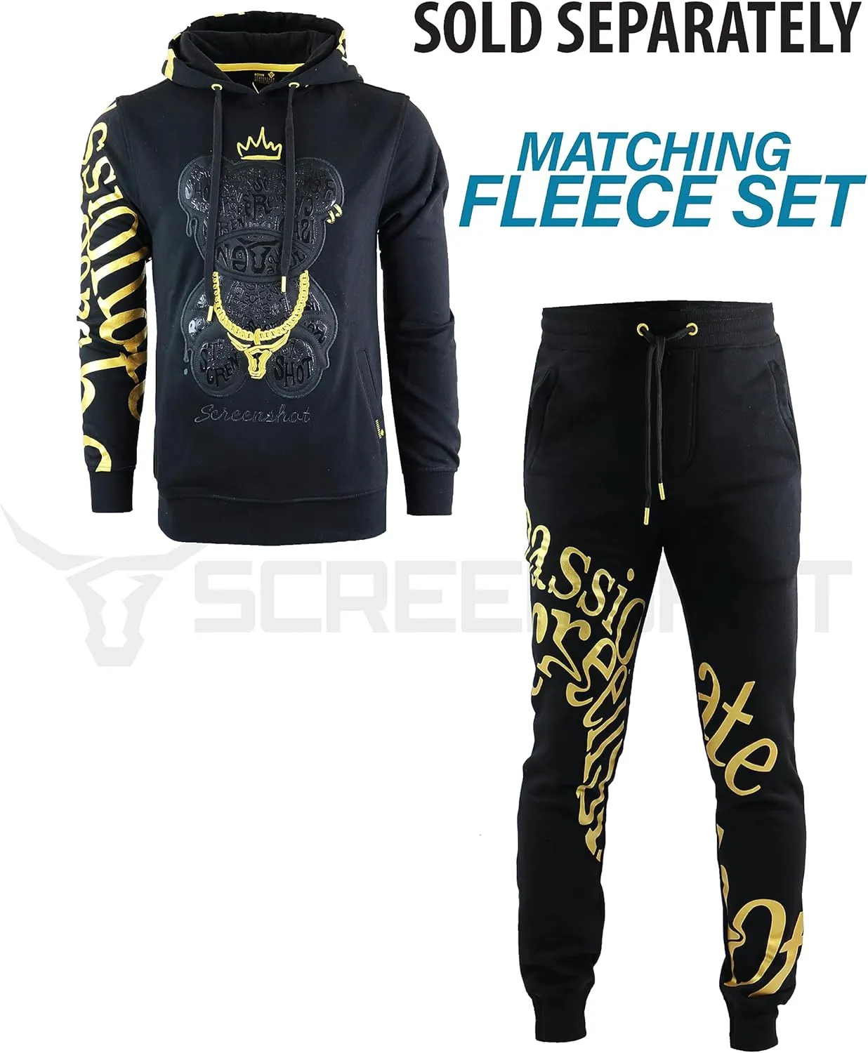 SCREENSHOT Mens Urban NYC Graffiti Hip Hop Fleece Pants Active Fashion Drawstring Sweatpants Bottoms
