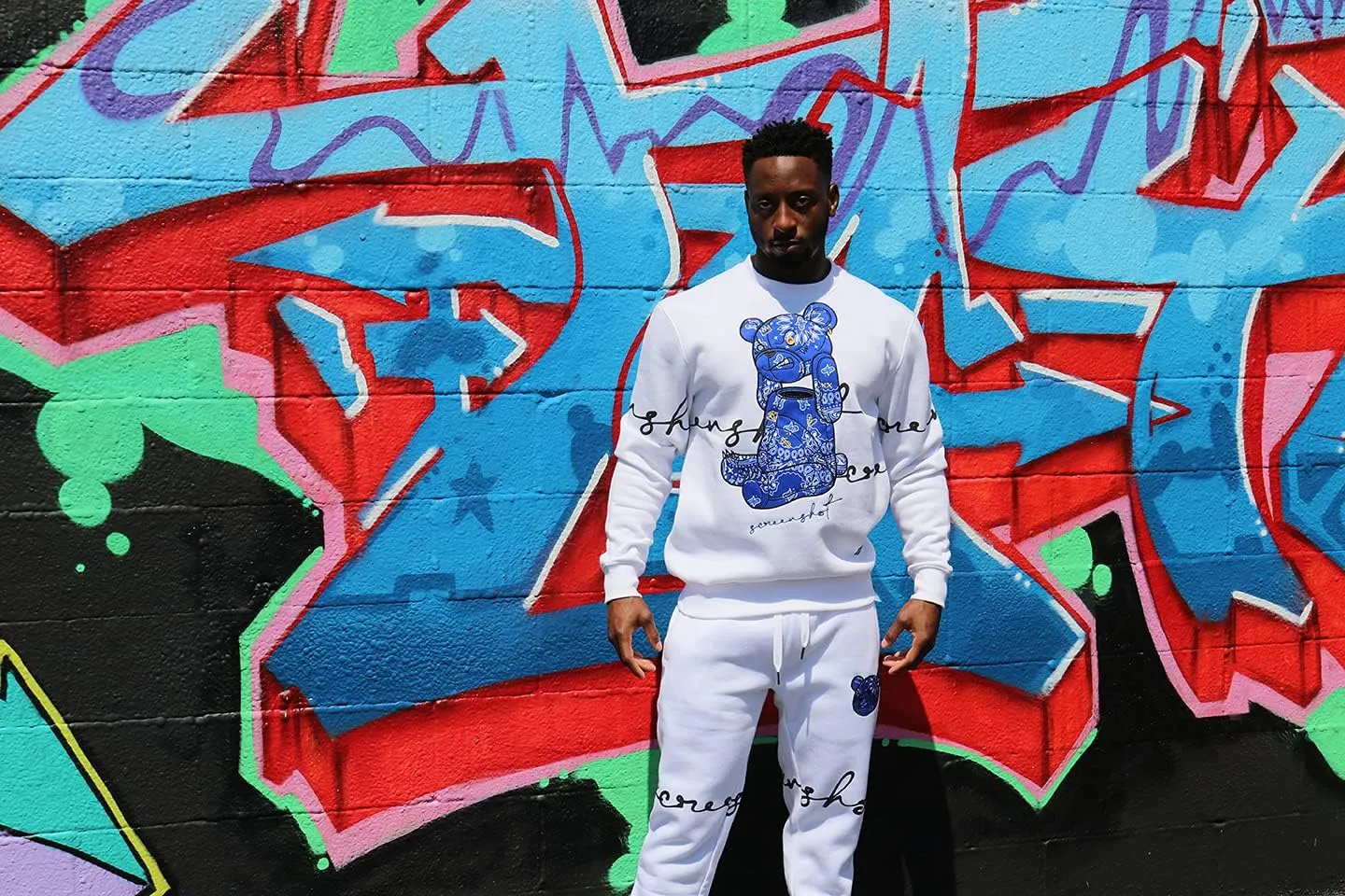 SCREENSHOT Mens Urban Premium Fleece Hoodie - Animation Cartoon Character Embroidery Patch Gel Print Hooded Sweatshirt