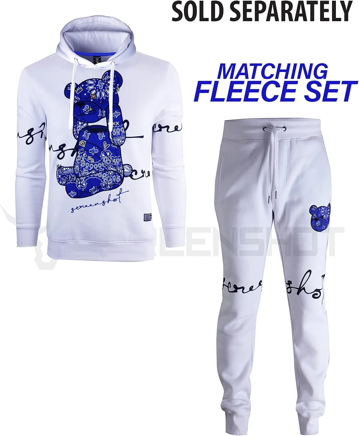 SCREENSHOT Mens Urban Premium Fleece Hoodie - Animation Cartoon Character Embroidery Patch Gel Print Hooded Sweatshirt