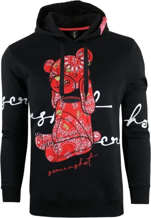 SCREENSHOT Mens Urban Premium Fleece Hoodie - Animation Cartoon Character Embroidery Patch Gel Print Hooded Sweatshirt