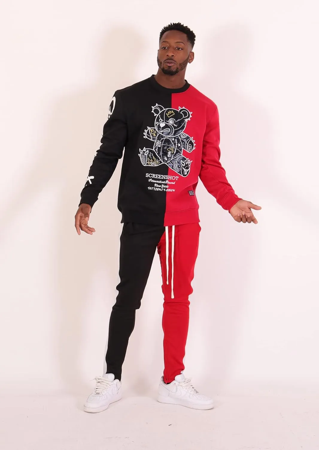 SCREENSHOT Mens Urban Premium Fleece Hoodie - Animation Cartoon Character Embroidery Patch Gel Print Hooded Sweatshirt