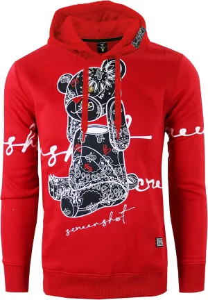 SCREENSHOT Mens Urban Premium Fleece Hoodie - Animation Cartoon Character Embroidery Patch Gel Print Hooded Sweatshirt