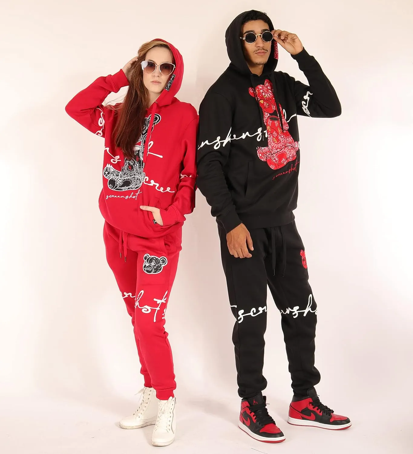 SCREENSHOT Mens Urban Premium Fleece Hoodie - Animation Cartoon Character Embroidery Patch Gel Print Hooded Sweatshirt