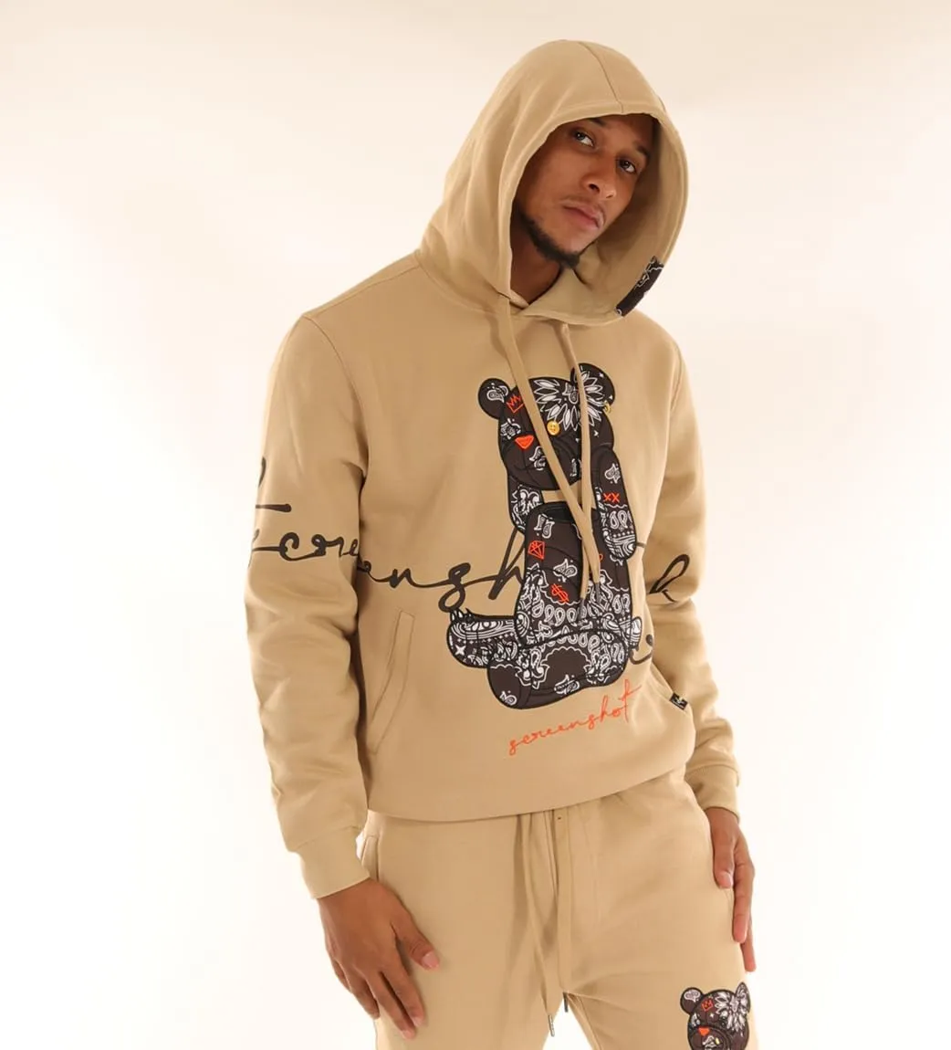 SCREENSHOT Mens Urban Premium Fleece Hoodie - Animation Cartoon Character Embroidery Patch Gel Print Hooded Sweatshirt