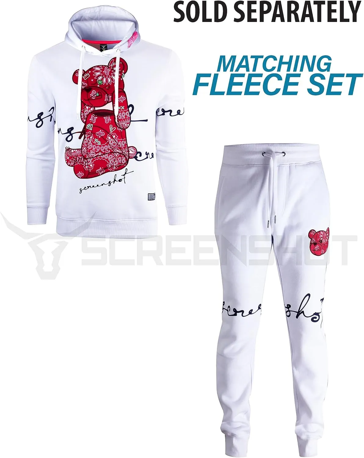 SCREENSHOT Mens Urban Premium Fleece Hoodie - Animation Cartoon Character Embroidery Patch Gel Print Hooded Sweatshirt