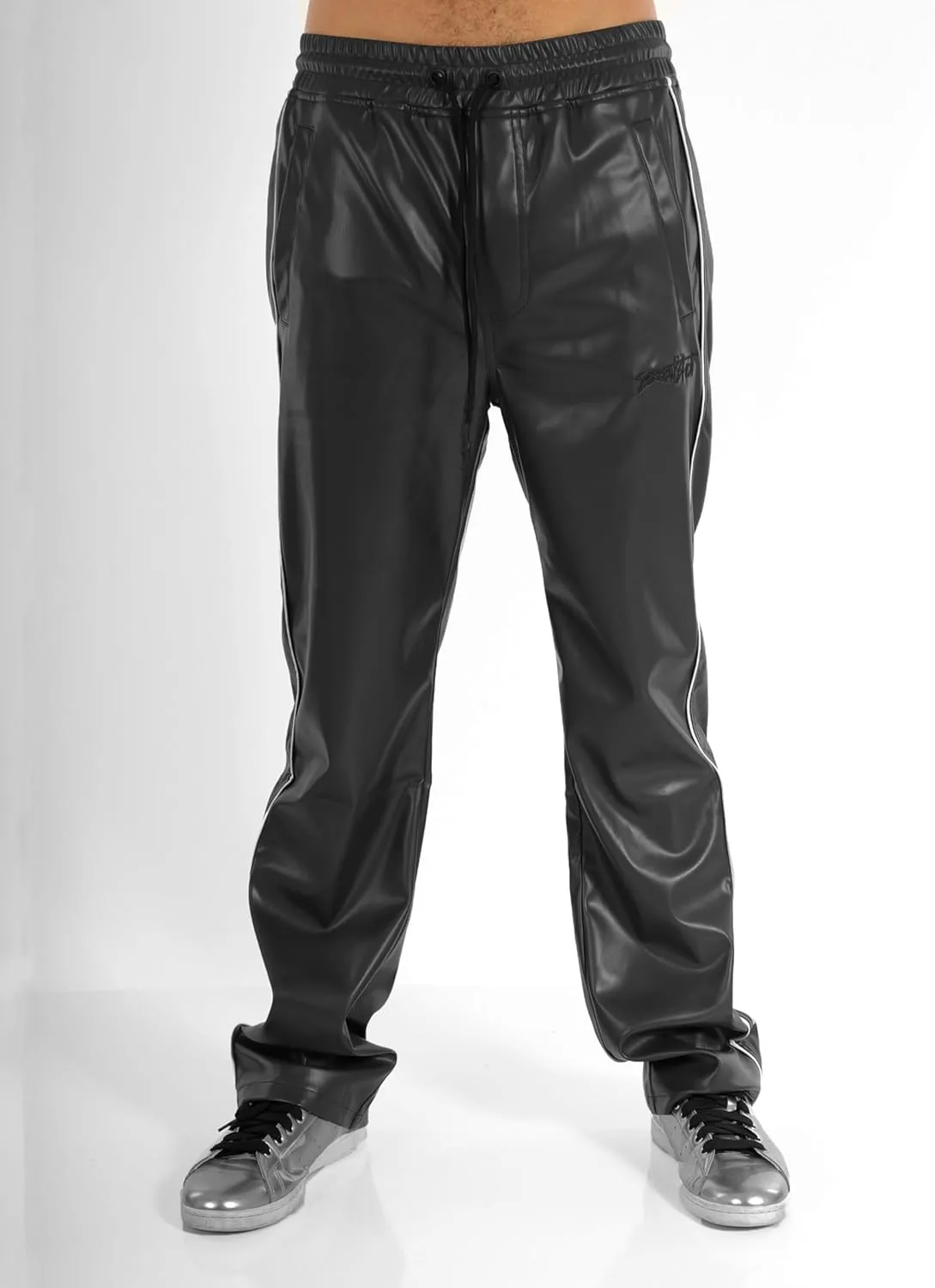 SCREENSHOT TRACKSUITS 3202 Mens PU Urban Premium Track Set Vegan Leather Athletic Streetwear Fashion Suit