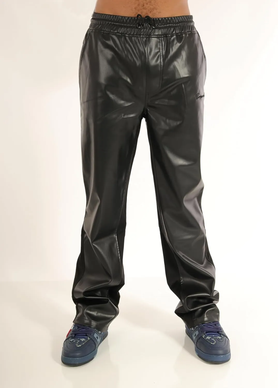 SCREENSHOT TRACKSUITS 3202 Mens PU Urban Premium Track Set Vegan Leather Athletic Streetwear Fashion Suit