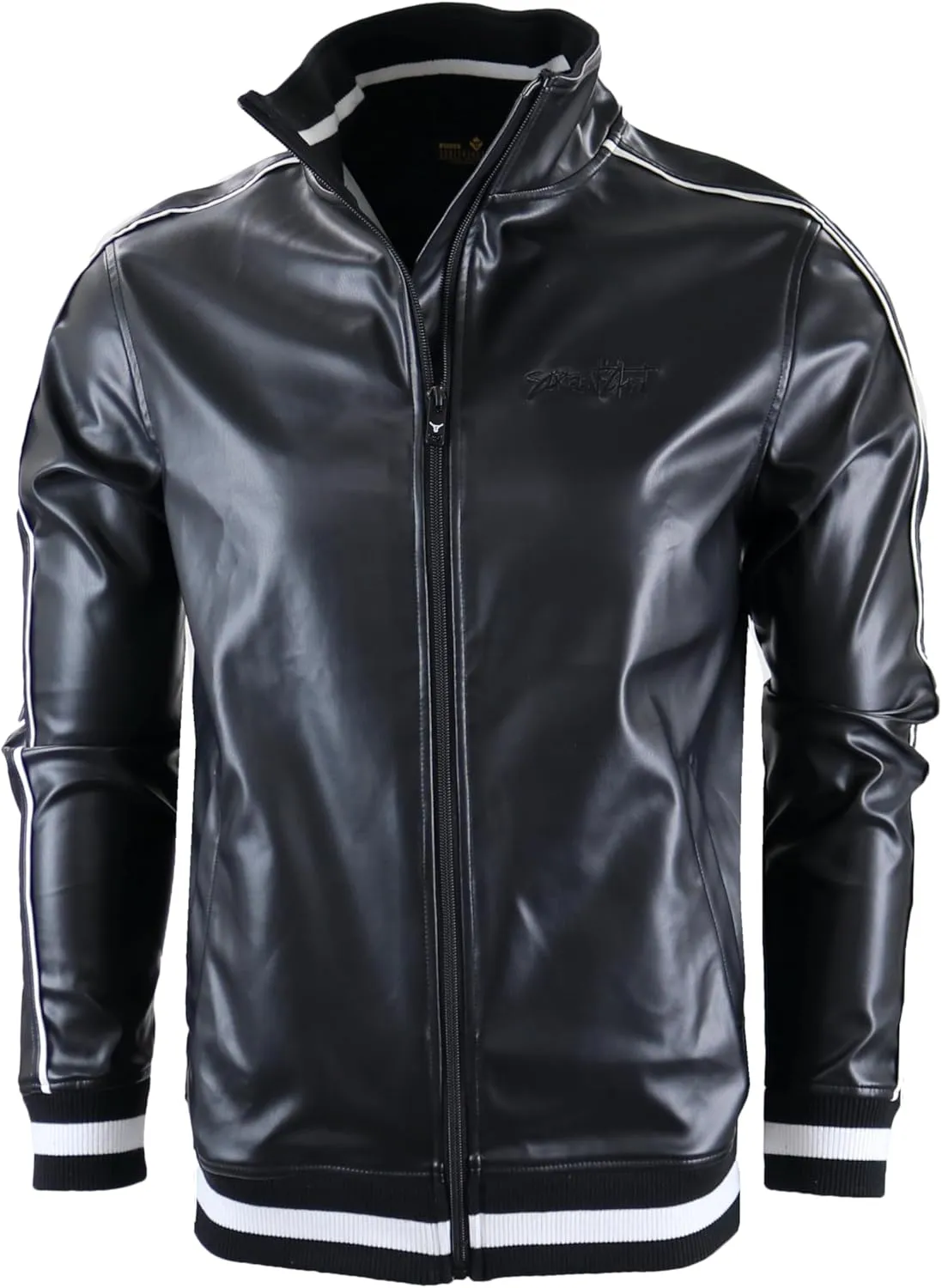 SCREENSHOT TRACKSUITS 3202 Mens PU Urban Premium Track Set Vegan Leather Athletic Streetwear Fashion Suit