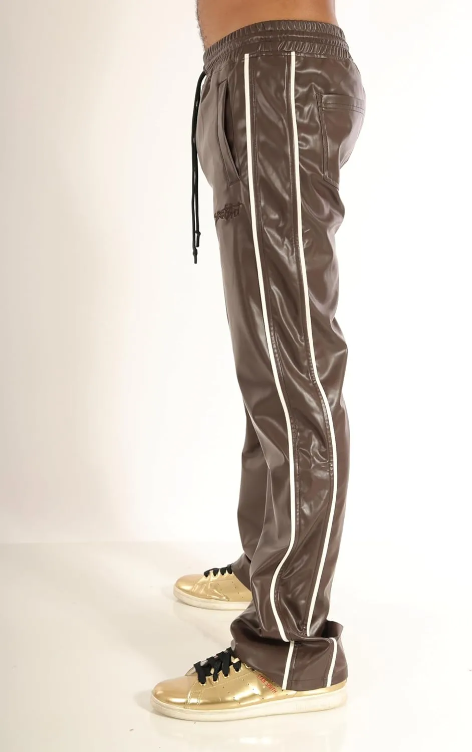 SCREENSHOT TRACKSUITS 3202 Mens PU Urban Premium Track Set Vegan Leather Athletic Streetwear Fashion Suit
