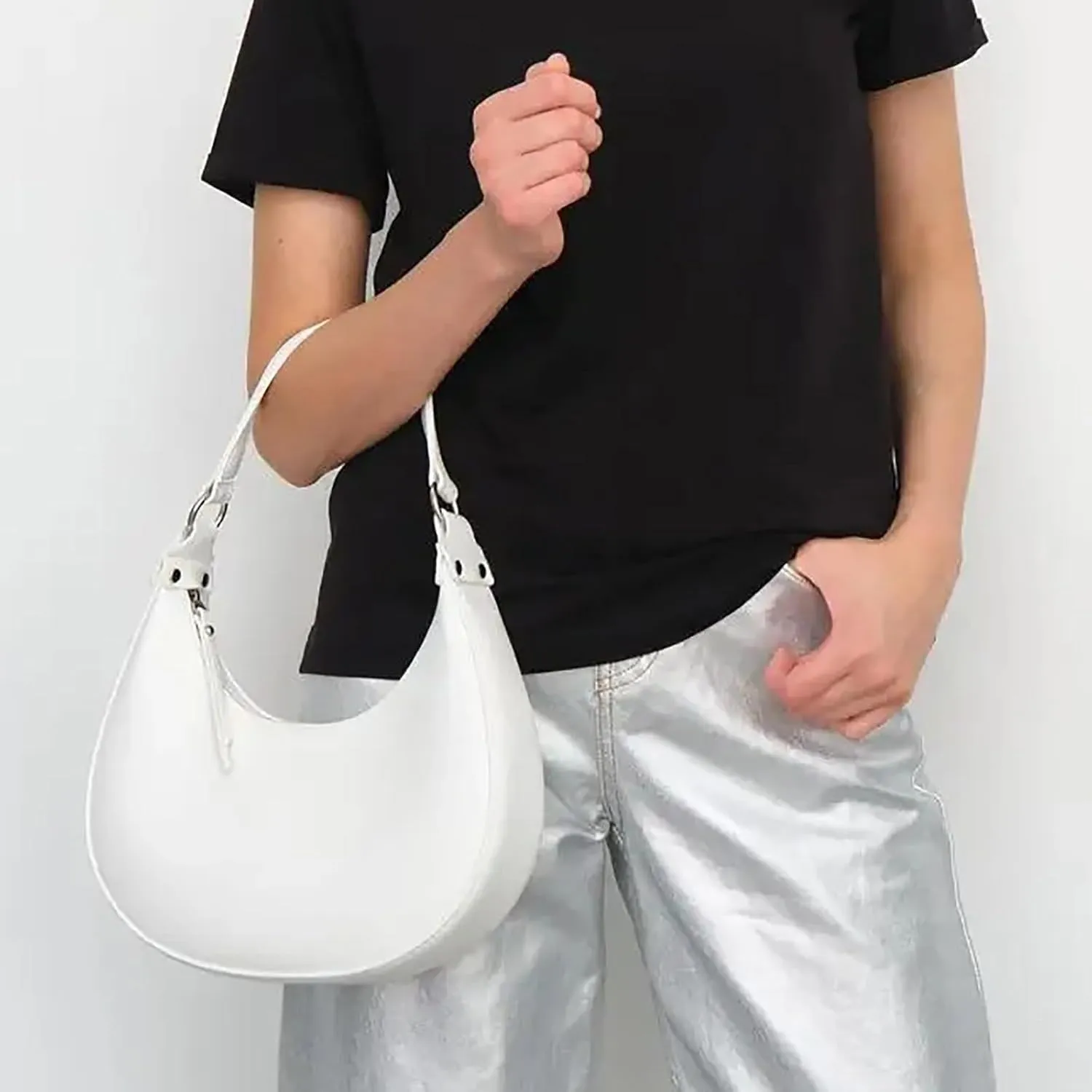 Shoulder Bags for Women Crescent Hobo Crossbody Bags PU Leather Hobo Crossbody Tote Dumpling Bags with Zipper