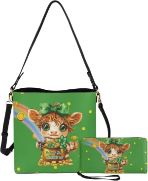 Shoulder Bags Set 2 Piece Saddle Bags Satchel Bags for Women Large Capacity with Zipper Wristlet Purses for Women