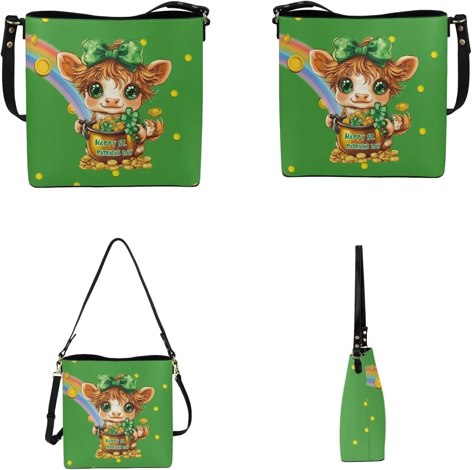 Shoulder Bags Set 2 Piece Saddle Bags Satchel Bags for Women Large Capacity with Zipper Wristlet Purses for Women