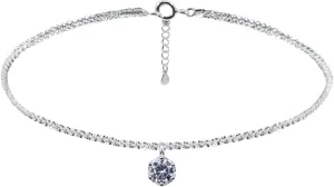 Silver Anklets for Women 925, Adjustable Womens Anklets Waterproof, Sterling Jewelry (White Diamond)