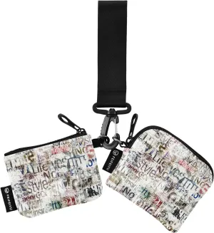 Small Wallet for Women Abstract Grunge Words Letters Zip Around Dual Pouch Wristlet Wallets for Women Portable Card Wallet