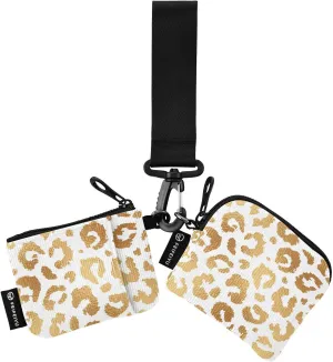 Small Wallet for Women Animal Gold Leopard Print Zip Around Dual Pouch Wristlet Wallets for Women Portable Card Wallet