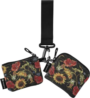 Small Wallet for Women Chic Red Poppy Sunflowers Zip Around Dual Pouch Wristlet Wallets for Women Portable Card Wallet